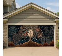 Copertura patriottica per porta del garage, grande albero della libertà per esterni, decorazione anteriore per cortile, festa dell'indipendenza estiva, decorazione per feste e feste 390 x 180 cm