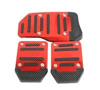 Copertura Pedali Copripedali universali per auto alluminio cuscinetti pedali cambio automatico freno carburante rosso argento antiscivolo strumenti(Manual red)