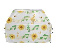 Copertura per affumicatore con nota musicale verde girasole bianca, resistente allo sbiadimento e ai raggi UV, 165 cm, impermeabile, resistente, con parte superiore piatta, con coulisse regolabile per