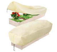 Copertura per aiuola da giardino, rettangolare, con coulisse, riutilizzabile, protezione invernale per piante, per esterni, giardino, inverno, freddo, paesaggio, patio, balcone, portico, 2 pezzi