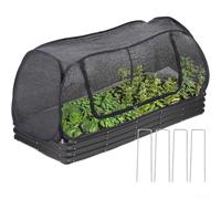 Copertura per aiuole rialzate da giardino con robusta struttura in PVC, lati in rete antistrappo e supporto per microclima per la crescita delle giovani piante (292 x 127 x 114 cm, nero)