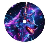 Copertura per albero di Natale con lupo astratto spaziale, 91 cm, morbida flanella di poliestere, resistente allo sbiadimento, decorazione natalizia per casa, ufficio, vacanze