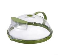 Copertura per alimenti per microonde realizzata in plastica resistente al calore, con design anti spruzzi, sfiato girevole e manico lungo che brucia mantenendo il cibo visibile (verde)