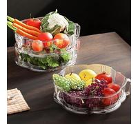 Copertura per alimenti trasparente multistrato con funzione antipolvere per la conservazione della cucina, copertura in plastica pieghevole e riutilizzabile adatta a vari tipi di alimenti (due strati)