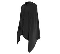 Copertura per Allattamento Nero in Cotone, Scialle Poncho | Bottoni Regolabili, Traspirante e Riutilizzabile, per Uso Interno e Attività All'aperto