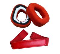 Copertura per archetto e cuscinetti auricolari per cuffie Corsair HS80 RGB, parti di riparazione in tessuto traspirante, senza bisogno di attrezzi, accessori in lino memory (rosso)