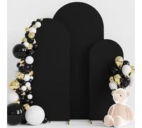 Copertura per arco nuziale in spandex, copertura di sfondo per foglio, set da 3 pezzi, rivestimento elastico double face, per la parte superiore dell'arco per banchetti (nero)