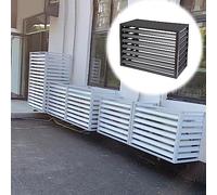 Copertura per aria condizionata in alluminio per esterni, con espositore per piante e ripiano portaoggetti, 280 x 160 cm, colore grigio, protegge il condensatore CA previene erbacce e fogliame.