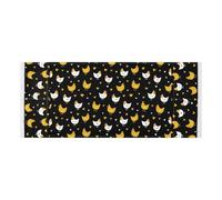 Copertura per asciugatrice con bordo in pizzo con borsa laterale lavabile Lavatrice e asciugatrice Coperture per il Top Divertente Pulcino Nero e Oro per Lavanderia Cucina 130 x 55,9 cm