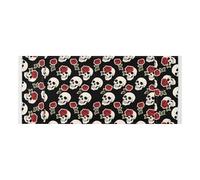 Copertura per asciugatrice con bordo in pizzo con borsa laterale robusta Rondella e Asciugatrice Coperture per la Top Black Vintage Roses Skull per Lavanderia Cucina 130 x 55,9 cm