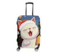 Copertura per bagagli a mano con gatto carino canta canti natalizi coperture per valigie per bagagli approvato TSA protezione per bagagli da viaggio elastica protezione antigraffio lavabile adatta per