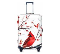 Copertura per bagagli antipolvere copertura per valigia rosso cardinale uccello in rami elastico lavabile elasticizzato protezione valigia da viaggio adatto per bagagli da 45-81 cm, Nero , M