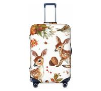 Copertura per bagagli antipolvere per valigia, con zucca, cervo, uccello, autunno, foglia d'acero, elastica, lavabile, elasticizzata, per valigie da viaggio, adatta per bagagli da 45-81 cm, Nero , L