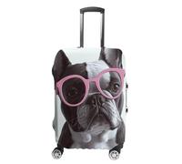 Copertura per bagagli Bulldog francese rosa per bagagli approvato Tsa Custodia per bagagli da viaggio approvata protezione elastica per valigie antigraffio lavabile si adatta a 19-30 pollici -M