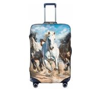 Copertura per bagagli con cavalli che corrono arte, elastica, lavabile, elasticizzata, antigraffio, da viaggio, bianco, Medium