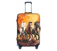 Copertura per bagagli con cavalli che corrono arte, elastica, lavabile, elasticizzata, antigraffio, da viaggio, bianco, Medium