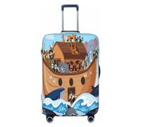 Copertura per bagagli con cuore blu, lavabile, alla moda, antigraffio, con animali sull'arca di Noè, grande, 1 pezzo