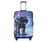 Copertura per bagagli con foglie autunnali, lavabile, alla moda, antigraffio, con astronauta in missione nello spazio, M, 1, Gli astronauti iniziano a correre, x-large
