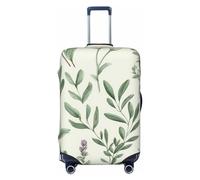 Copertura per bagagli con foglie e rami di fiori verdi, erbe aromatiche, salvia, per valigie, approvata TSA, elastica, antigraffio, da viaggio, lavabile, adatta per bagagli da 45,7 a 81,7 cm, Nero , S