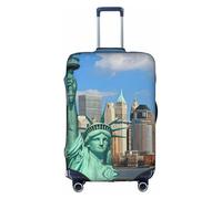 Copertura per bagagli con stampa statua della libertà a New York, lavabile, con cerniera nascosta, accessori essenziali da viaggio, bianco, L