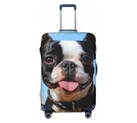 Copertura per bagagli da viaggio alla moda per valigie bella Boston Terrier spandex coperture per bagagli lavabili coperture antigraffio per valigie adatte a valigie da 45-81 cm, Nero , L
