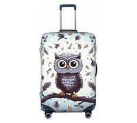 Copertura per bagagli da viaggio alla moda per valigie con gufo e rami di albero, in spandex, lavabile, antigraffio, adatta per valigie da 45-81 cm, Nero , L