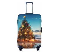 Copertura per bagagli da viaggio alla moda, protezione per valigie con albero di Natale sulla spiaggia, in spandex, lavabile, antigraffio, adatta per valigie da 45-81 cm, Nero , L