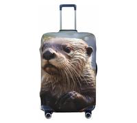 Copertura per bagagli da viaggio alla moda protezione per valigie con lontra che gioca nell'acqua in spandex coperture per bagagli lavabili coperture antigraffio per valigie da 45-81 cm, Nero , M