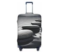 Copertura per bagagli da viaggio alla moda, protezione per valigie grigie con immagini di pietre zen, in spandex, lavabile, antigraffio, adatta per valigie da 45-81 cm, Nero , M