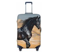 Copertura per bagagli da viaggio alla moda, protezione per valigie in spandex con cavallo arabo nero, copertura per bagagli lavabile, antigraffio, adatta per valigie da 45-81 cm, Nero , XL