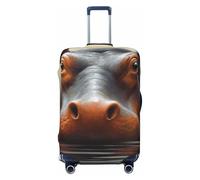 Copertura per bagagli da viaggio alla moda protezione per valigie ippopotamo in spandex coperture per bagagli lavabili coperture antigraffio per valigie da 45-81 cm, Nero , L
