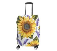 Copertura per bagagli da viaggio con girasoli gialli, fiori viola e lavanda, lavabile, antigraffio, protezione per valigie, Stile:, M
