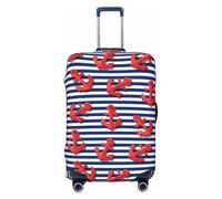 Copertura per bagagli da viaggio con motivo a righe rosse e ancora blu - Elasticità per valigie, protezione per bagagli da 45,7 a 81,7 cm, Nero , L
