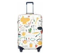 Copertura per bagagli da viaggio con motivo a scarabocchi da cucina, copertura elastica per valigie, protezione per bagagli da 45,7 a 81,7 cm, nero, Large