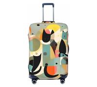 Copertura per bagagli da viaggio con nave pirata dei cartoni animati per bagagli da 45-81 cm, lavabile, resistente ai graffi, Gatto di arte moderna di metà secolo, L