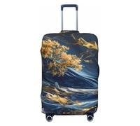 Copertura per bagagli da viaggio con paesaggi dorati, elastiche, per valigie, 45-81 cm, Nero , M