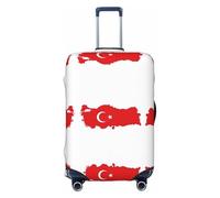 Copertura per bagagli da viaggio con stampa della mappa della bandiera della Turchia, copertura protettiva per valigia, lavabile, antigraffio, Nero , S