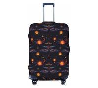 Copertura per bagagli da viaggio con stampa di libellula, lavabile, copertura per valigie per bagagli, 45-81 cm, alta elasticità, Nero , x-large