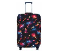 Copertura per bagagli da viaggio con stampa di note arcobaleno, copertura lavabile per valigie per bagagli, 45-81 cm, alta elasticità, Nero , L