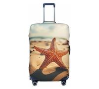 Copertura per bagagli da viaggio con stampa di stelle marine nella sabbia, 45-81 cm, Nero , XL
