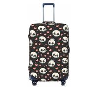 Copertura per bagagli da viaggio con stampa di teschi e cuori, lavabile, alta elasticità, 45-81 cm, Nero , L
