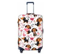 Copertura per bagagli da viaggio con stampa di un simpatico cane con cuore e palloncino, lavabile, per valigie, 45-81 cm, alta elasticità, Nero , M