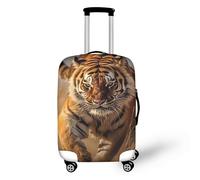Copertura per bagagli da viaggio con tigre selvaggia feroce, design con fori rotti, motivo tigre dipinto a olio, copertura lavabile per bagagli per donne e ragazze, Tigre feroce, L(25-28 IN)