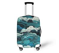Copertura per bagagli da viaggio con tigre selvaggia feroce, design con fori rotti, motivo tigre dipinto a olio, copertura lavabile per bagagli per donne e ragazze, Opere d'arte cloud, L(25-28 IN)