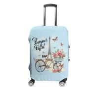 Copertura per bagagli da viaggio con Torre Eiffel e fiori vintage per bicicletta, lavabile, antigraffio, protezione per valigie, Stile:, L