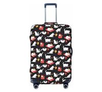Copertura per bagagli da viaggio, disegnata a mano, idea regalo con gatto, elastica, per valigie, 45-81 cm, Nero , L