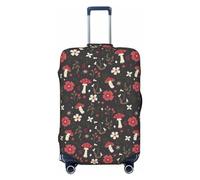 Copertura per bagagli da viaggio - Fly Agaric e fiori lavabile per valigie da 45-81 cm, nero, Medium