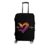 Copertura per bagagli da viaggio, lavabile, antigraffio, con stampa di colibrì e cuore ECG, Stile:, L