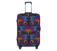 Copertura per bagagli da viaggio - Mandalas libellula lavabile copertura per valigie compatibile con bagagli da 45,7 a 81,7 cm, nero, Large
