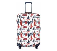 Copertura per bagagli da viaggio semplice con stampa street art, copertura lavabile per valigie, protezione per bagagli 45-81 cm ad alta elasticità, Nero , M
